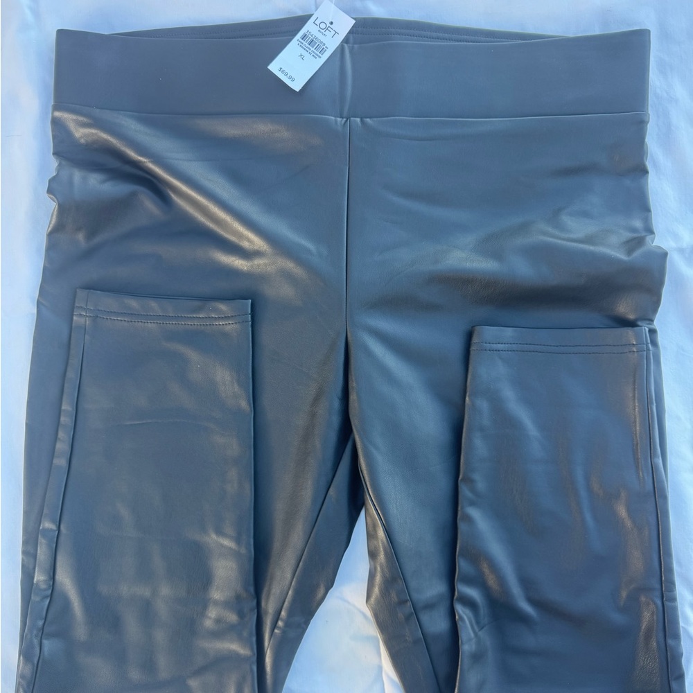 LOFT Black Faux Leather Leggings NWT